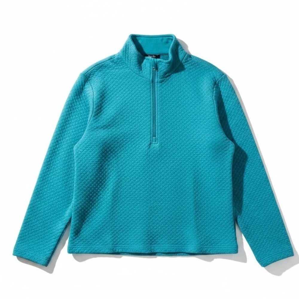 Rafaella Teal‎ Blue Diamond Quilted Quarter Zip Pullover, Women's XL Sweater